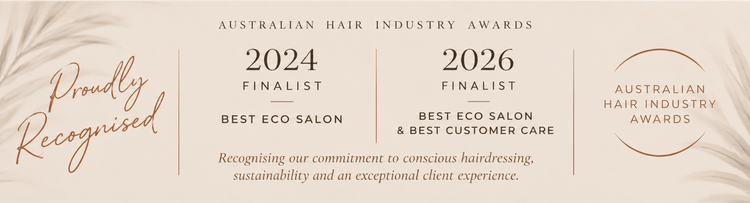 Ardor Hair Scalp Wellbeing, Australian Hair Industry Awards finalist for Best Eco Salon in 2024 and Best Eco Salon and Best Customer Care in 2026.